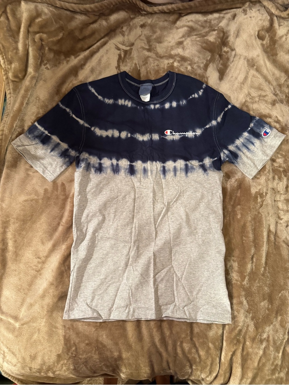 Champion Navy Tie-Dye & Heather Gray Short Sleeve Crew Tee